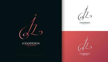 jz initial signaturlogotypdesign med elegant och minimalistisk handstil. initial j- och z-logotypdesign för bröllop, mode, smycken, boutique och affärsmärkesidentitet vektor