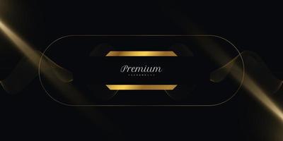 lyxig svart och guld bakgrund med vågiga guldlinjer och ljuseffekt. premium svart och guld bakgrund för pris, nominering, ceremoni, formell inbjudan eller certifikatdesign vektor