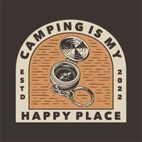 vintage slogan typografi camping är min glada plats för t-shirtdesign vektor