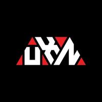 uxn-Dreieck-Buchstaben-Logo-Design mit Dreiecksform. uxn-Dreieck-Logo-Design-Monogramm. uxn-Dreieck-Vektor-Logo-Vorlage mit roter Farbe. uxn dreieckiges Logo einfaches, elegantes und luxuriöses Logo. uxn vektor