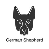 Deutsches Schäferhund-Glyphen-Symbol. elsässisch. Blindenhunderasse. Silhouettensymbol. negativer Raum. vektor isolierte illustration