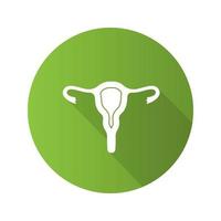 livmoder, äggledare och vagina platt design lång skugga glyfikon. kvinnligt reproduktionssystem. vektor siluett illustration