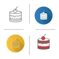 Tiramisu-Symbol. Kuchen mit Kirsche. flaches Design, lineare und Farbstile. isolierte Vektorgrafiken vektor