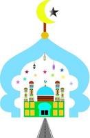 konceptet med en moské med eid al adha med lanternstjärnor .. högtid av offret grafisk affisch. vektor