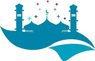 eid al-adha med blå moskétema vektor