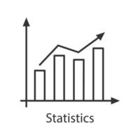 Statistik lineares Symbol. Marktwachstumsdiagramm. Gewinn steigt. dünne Liniendarstellung. Statistik-Diagramm. Kontursymbol. Vektor isoliert Umrisszeichnung