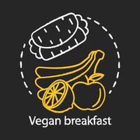 Symbol für das Kreidekonzept des veganen Frühstücks. gesunde ernährungsidee. frischer apfel, reife bananen, zitrone und vegetarischer burrito-vektor isolierte tafelillustration. Bio-Lebensmittel, leckere Früchte vektor