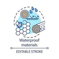 Symbol für das Konzept wasserdichter Materialien. wasserfeste substanzen idee dünne linie illustration. gewachste, hydrophobe Schichten mit Flüssigkeitstropfen. Vektor isoliert Umrisszeichnung. editierbarer Strich..