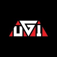 Ugi-Dreieck-Buchstaben-Logo-Design mit Dreiecksform. Ugi-Dreieck-Logo-Design-Monogramm. Ugi-Dreieck-Vektor-Logo-Vorlage mit roter Farbe. ugi dreieckiges Logo einfaches, elegantes und luxuriöses Logo. Ugi vektor
