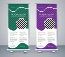 Corporate Business Roll-Up-Banner-Stand-Template-Design. abstrakter organischer Fahnendesignvektor-Illustrationsschablonensatz. vektor