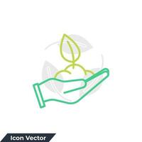 Ökologie-Symbol-Logo-Vektor-Illustration. blatt und hand, pflegenatursymbolvorlage für grafik- und webdesignsammlung vektor