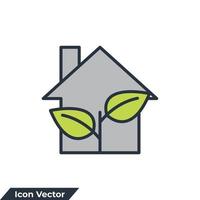 grönt hus ikon logotyp vektorillustration. eko hus. smart hem symbol mall för grafik och webbdesign samling vektor