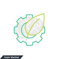 ekoindustrin. miljövänlig grön teknik ikon logotyp vektorillustration. löv och redskap. grön tech symbol mall för grafik och webbdesign samling vektor