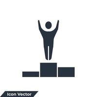 Gewinner Geschäftsleute Symbol Logo Vektor Illustration. podium mit personensymbolvorlage für grafik- und webdesignsammlung