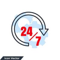 tillgänglighet ikon logotyp vektor illustration. 24 7 timmars servicesymbolmall för grafik- och webbdesignsamling