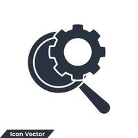 Optimierung Symbol Logo Vektor Illustration. Zahnrad- und Lupensymbolvorlage für Grafik- und Webdesign-Sammlung