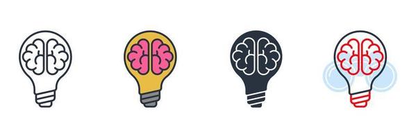 Gehirn in der Glühbirnen-Symbol-Logo-Vektor-Illustration. Symbolvorlage für kreative Ideen für Grafik- und Webdesign-Sammlung vektor