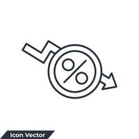 Symbol-Logo-Vektor-Illustration verringern. Prozent nach unten Symbolvorlage für Grafik- und Webdesign-Sammlung vektor
