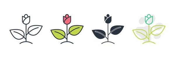 flora ikon logotyp vektor illustration. tulpan blomma natur symbol mall för grafik och webbdesign samling