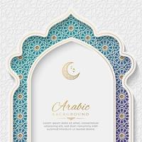 Arabischer islamischer eleganter weißer und goldener luxuriöser bunter Hintergrund mit dekorativem islamischem Bogen vektor