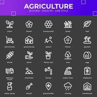 Landwirtschafts-Icon-Pack mit schwarzer Farbe vektor