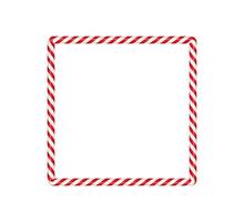 julgodisrör fyrkantig ram med röda och vita randiga. xmas kant med randigt godis lollipop mönster. tom jul och nyår mall. vektor illustration isolerad på vit bakgrund