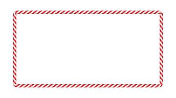 julgodisrör rektangel ram med röd och vit rand. xmas kant med randigt godis lollipop mönster. Tom jul och nyår mall vektorillustration isolerad på vit bakgrund vektor