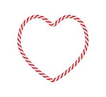 Weihnachtszuckerstange-Herzrahmen mit roten und weißen gestreiften. weihnachtsgrenze mit gestreiftem bonbonlutschermuster. leere weihnachts- und neujahrsvorlage. Vektor-Illustration isoliert auf weißem Hintergrund vektor