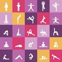 Vektornahtloses Muster mit Menschen in Yoga-Asanas. gesunder Lebensstil. vektor