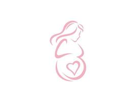 Schönheit abstrakte schwangere Mutter und Baby-Herz-Logo-Design. verwendbar für Geschäfts- und Markenlogos. flaches Vektor-Logo-Design-Vorlagenelement. vektor