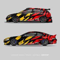 Car Wrap Design Modernes Rennhintergrunddesign für Fahrzeugfolierung, Rennwagen, Rallye usw vektor