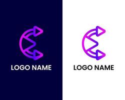 bokstaven c med pil modern logotyp designmall vektor