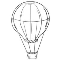 doodle klistermärke ballonger med resor korg vektor