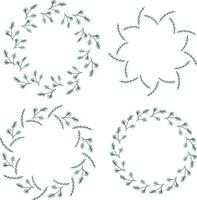 vier runde rahmen aus tannen- und tannenzweigen und weihnachtsbaumzweigen. Kränze auf weißem Hintergrund für Ihr Design