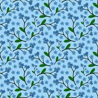 Nahtloses Muster mit faszinierenden Blumen Vergissmeinnicht auf hellblauem Hintergrund. Vektorbild. vektor