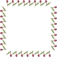 quadratischer Rahmen mit vertikalen hellrosa Tulpen auf weißem Hintergrund. Vektorbild. vektor
