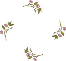 quadratischer rahmen aus sakura-zweigen. Blumen auf weißem Hintergrund für Ihr Design. vektor