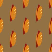 Nahtloses Muster mit Hotdog auf graubraunem Hintergrund. Vektorbild. vektor