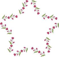 stjärna ram med vackra rosa tulpaner på vit bakgrund. isolerad ram av blommor för din design. vektor