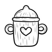 baby drink mugg med napp och handtag, vektor doodle isolerade illustration.