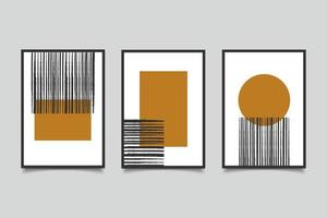 uppsättning av modern minimalistisk gul abstrakt ränder affisch vektor