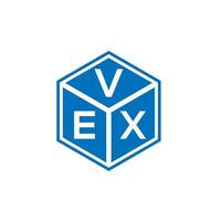 vex bokstav logotyp design på svart bakgrund. irriterande kreativa initialer brev logotyp koncept. vex bokstav design. vektor