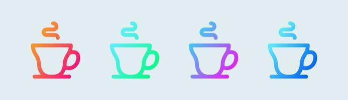 kaffekopp linje ikon i gradient färger. varm dryck tecken vektor illustration.