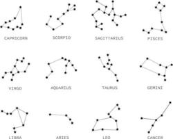 zodiac konstellation på vit bakgrund. platt stil. samling av 12 stjärntecken. zodiaken symbol. vektor