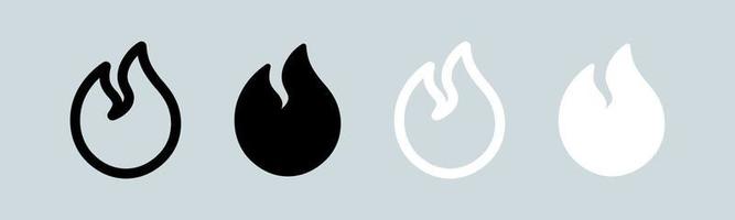Flammensymbol in Schwarz-Weiß-Farben. Feuerzeichen-Vektorillustration. vektor