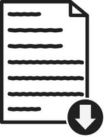 Dateisymbol herunterladen. Dateidokumentsymbol. Pfeilzeichen dokumentieren. vektor