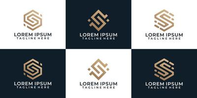 uppsättning av lyxiga eleganta moderna bokstavens logotypsymbol med geometrisk form vektor