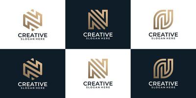 kreativ elegant lyxig designsamling för bokstav n logotyp vektor