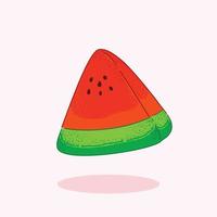 Wassermelonenfrucht Bio-Symbol Zeichen oder Symbol handgezeichnete Cartoon-Illustration vektor