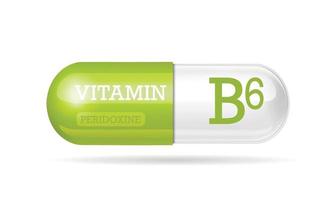 pillerikon, vitamin b6 kapsel. tvåfärgad kapsel på en vit isolerad bakgrund. kopieringsutrymme. vektor illustration